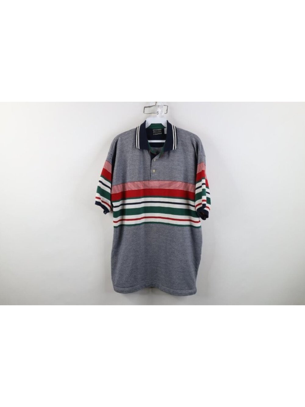 Vtg 90s Collared Golf Polo Shirt Mens M Striped Color Block Knit Short Sleeve